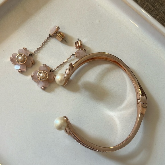 Kate Spade rose gold bangle and matching dangle earrings set - Picture 1 of 5